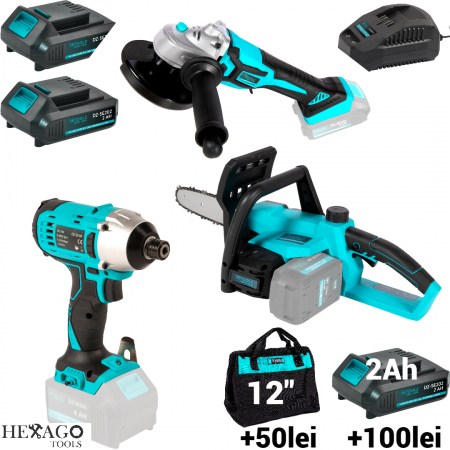 Pachete promotionale - Pachet masina insurubat impact 150Nm + drujba 10tol + flex 2baterii 18V (184+189+200)