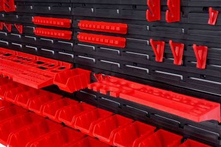 Panou metalic organizator scule 115x78cm, perforat, montare perete, cu suporturi si carlige (KD11860) [4]