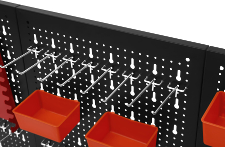 Panou metalic scule 120x60 cm, 3 segmente, perforat, cu carlige si recipiente (KD11898) [15]