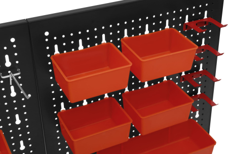 Panou metalic scule 120x60 cm, 3 segmente, perforat, cu carlige si recipiente (KD11898) [17]