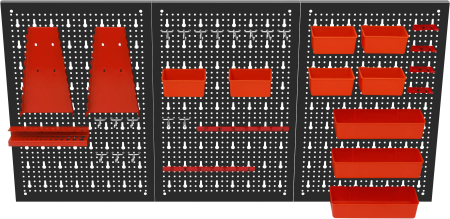 Panou metalic scule 120x60 cm, 3 segmente, perforat, cu carlige si recipiente (KD11898) [10]