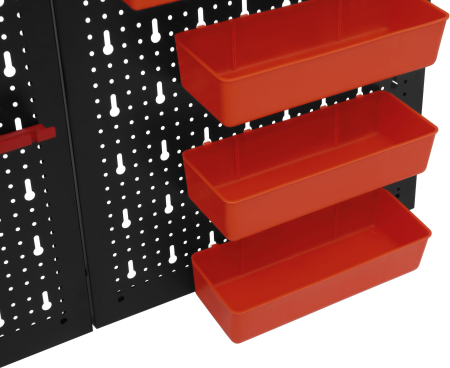 Panou metalic scule 120x60 cm, 3 segmente, perforat, cu carlige si recipiente (KD11898) [18]