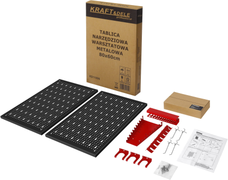 Panou metalic scule 80x60 cm, perforat, montare perete, cu suporturi si carlige (KD11896) [3]