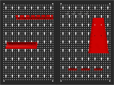 Altele - Panou metalic scule 80x60 cm, perforat, montare perete, cu suporturi si carlige (KD11896)