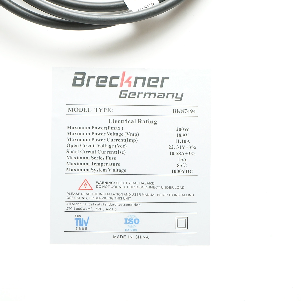 Panou solar 200W Breckner Germany fotovoltaic monocristalin 1480x680x35mm (BK87494) [2]