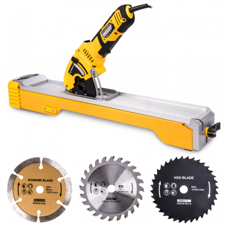 Fierastrau circular de precizie de mana cu sina de ghidaj + 3 panze (PM0493) [10]