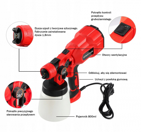 Pistol aparat masina vopsit stropit electric 550W cu vas rezervor  800ml priza 220V (N4901) [8]