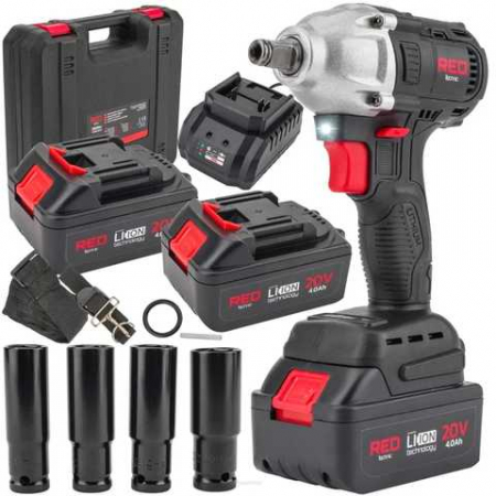 Aparate pe acumulator / baterie - Pistol cheie cu impact 380Nm masina insurubat 2 baterii 20V 4Ah acumulator (RTAKU0026)