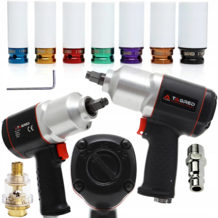 Pistol impact 1/2" - Pistol cheie de impact Pneumatic 1/2 1900Nm +set chei tubulare lungi de impact 17-27mm (TA815+TA1252)