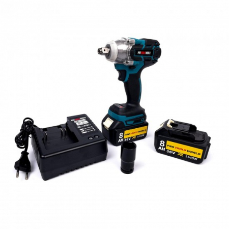 Pistol Cheie impact 330Nm 1 2 cu 2 acumulatori baterii 36V 8ah + lanterna cap insurubat desfacut (CMP1254) [4]