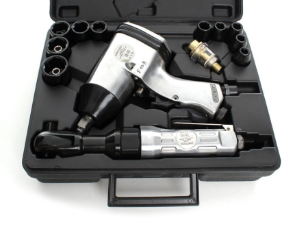 Scule Atelier Auto - Pistol cheie masina cu impact 310Nm + clichet pneumatic insurubat desfacut + 10 chei (KD1422)