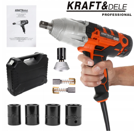 Scule Atelier Auto - Pistol cheie masina cu impact electric 2200W 720Nm, insurubat desfacut + chei 17,19,21,22mm (KD1556)