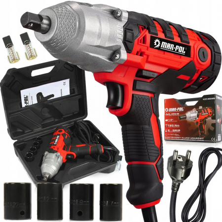 Scule Atelier Auto - Pistol cheie masina cu impact electric 750Nm, insurubat desfacut + chei 17,19,21,22mm (M80489)