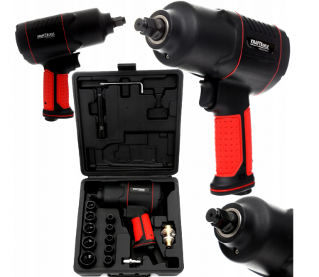 Pistol pneumatic - Pistol cheie pneumatica impact 1900Nm + tubulare 17piese insurubat desfacut (KD1433)