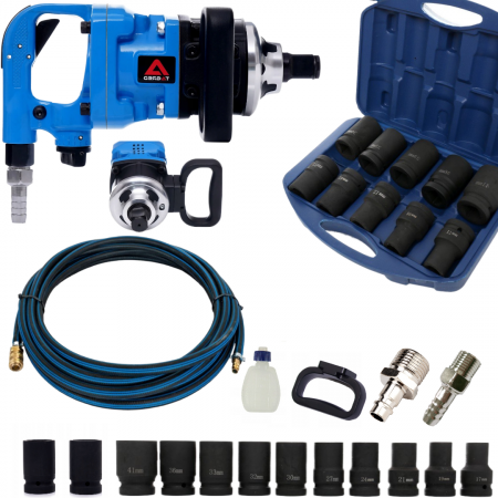 Pistol impact 1" - Pistol cheie pneumatica impact 4200Nm 1tol + mufa rapida + furtun profesioanl camioane + Set chei tubulare impact 10 piese 17-41mm intarite (TA827+TA1250+F-15m-13mm+MR-T-12)