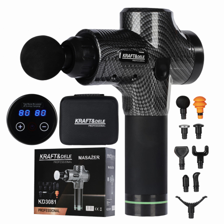 Altele - Pistol masaj muscular cu 9 capete 125W 30 viteze cu ecran LCD (KD3081)