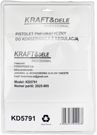 Pistol pneumatic intretinere sasiu, reglabil, 8 bar, duza 5 mm, conexiune 1/4", pentru recipiente 1-2L (KD5791) [13]