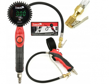 Accesorii / consumabile atelier auto - Pistol pneumatic profesional umflat roti afisaj LCD 18bar 45cm compresor (T00241)