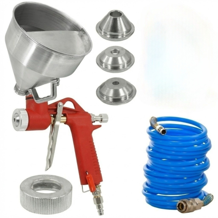 Aparate tencuit - Pistol pneumatic tencuiala glet vopsea vas 5l 4-6-8mm pentru plafon + furtun pneumatic aer 5x12mm 10m (V81281+KD671)