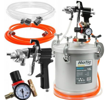 Pistol / sistem vopsit - Pistol vopsit cu rezervor vas sub presiune 10L furtun 2.9m (N4903)