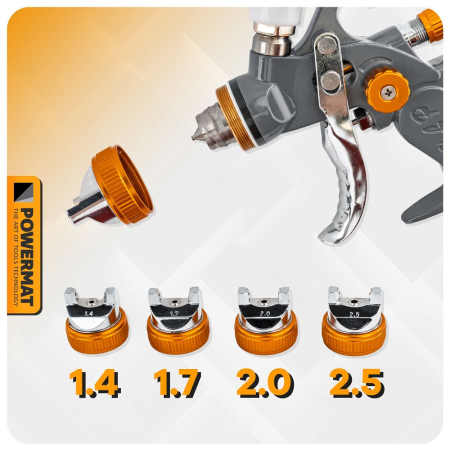 Pistol vopsit pneumatic 1.4mm 1.7mm 2.0mm 2.5mm HVLP pahar vas 600ml regulator PM1425 (PM-PDM-170TZ) [18]