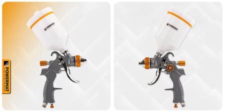 Pistol vopsit pneumatic 1.4mm 1.7mm 2.0mm 2.5mm HVLP pahar vas 600ml regulator PM1425 (PM-PDM-170TZ) [14]