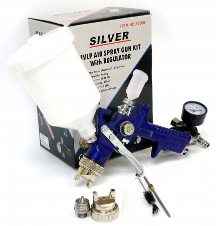 Pistol vopsit pneumatic 1.4mm 1.7mm HVLP pahar vas 600ml regulator (S10506-1) [5]