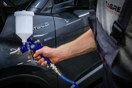 Pistol vopsit pneumatic 1.4mm 1.7mm HVLP pahar vas 600ml regulator (TA133) [5]