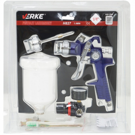 Pistol vopsit pneumatic 1.4mm 1.7mm HVLP pahar vas 600ml regulator (V81294) [1]