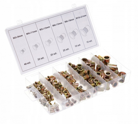 Clesti pentru nituit - Piulite nituri din otel M3 M4 M5 M6 M8 M10 150piese (TA4094)