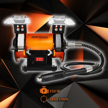 Polizor de banc 250W 2850 rpm cu 2 pietre slefuire P36 P80 (KD567) [3]