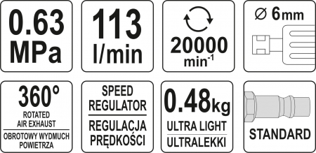 Polizor mini freza biax pneumatica 6mm (YT-09676) [5]
