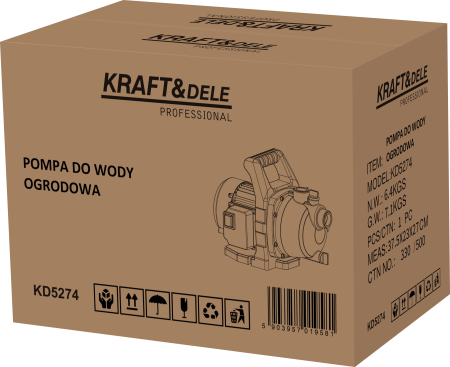 Pompa apa gradina 1500W debit 3700 l h inaltime refulare 50 m racord 1 inch (KD5274) [2]