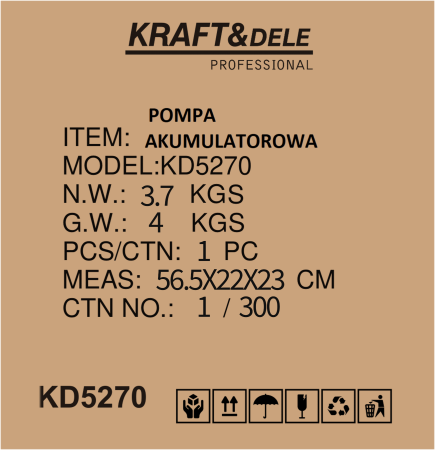 Pompa apa gradina cu acumulator 40V debit 3500 l h inaltime refulare 30 m cu 2 baterii 6Ah si incarcator (KD5270) [3]