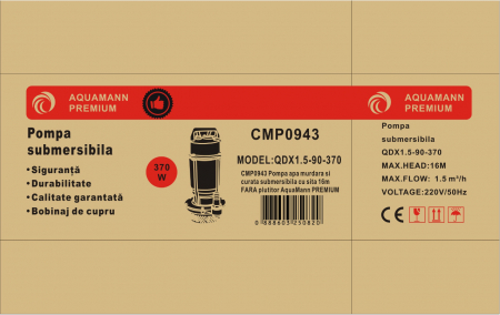 Pompa apa murdara si curata submersibila cu sita 16m fara plutitor 1.5m³h(CMP0943) [1]