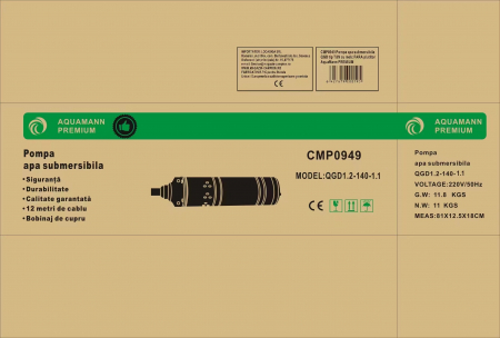Pompa apa submersibila 3.5m³h 160M fara plutitor flotor (CMP0949) [2]