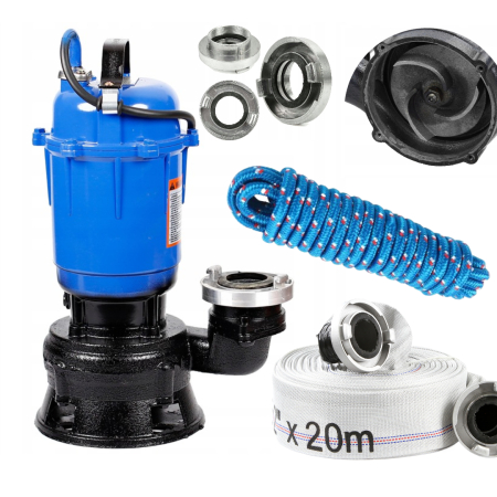 Pompa apa - BlackFriday Pompa apa submersibila murdara 3200W + furtun 20m pompieri + franghie 10m 14mm (CP-5501+20M+Fr)