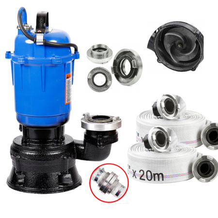 Scule pentru gradinarit - Pompa apa submersibila murdara 3200W + furtun 40m pompieri (CP-5501+40M)