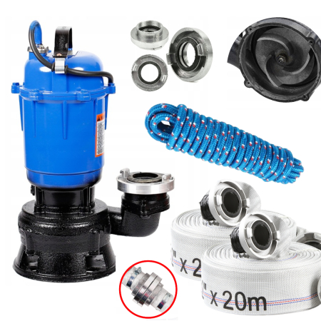 Scule pentru gradinarit - Pompa apa submersibila murdara 3200W + furtun 40m pompieri + franghie 10m 14mm (CP-5501+20M+Fr)