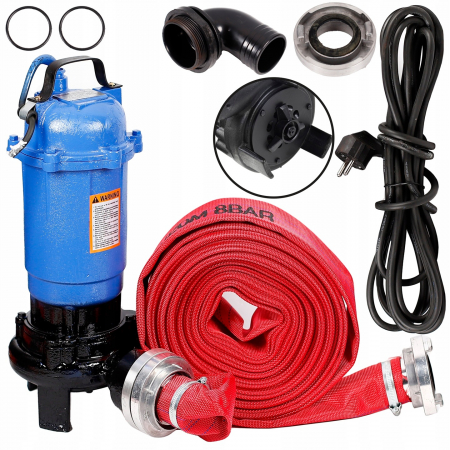 Pompa apa - Pompa apa submersibila murdara cu tocator cutit exterior 3265W + furtun pompieri 20m (CP-5509+20MTOC.)