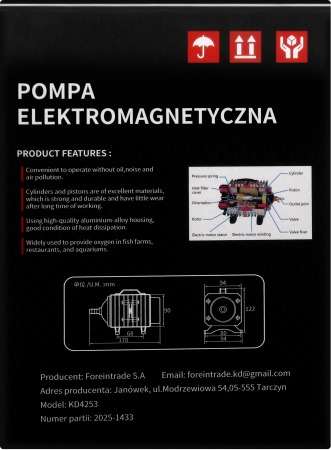 Pompa de aer electromagnetica 50W 3900 l/h pentru iaz si acvariu (KD4253) [15]