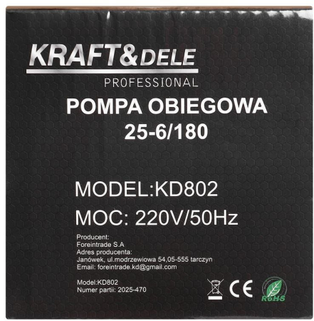 Pompa de circulatie 25-6/180 230V pentru sisteme de incalzire cu debit 58 l/min (KD802) [9]