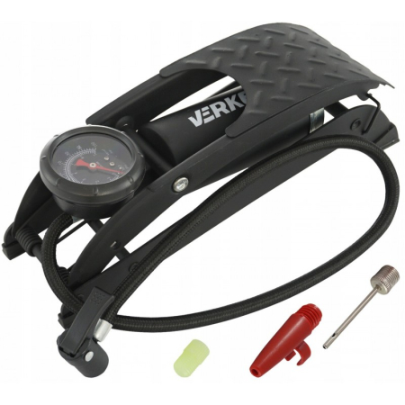 Altele - Pompa de picior auto cu un singur piston, manometru 0-7 bar si adaptoare pentru umflat anvelope (V83140)