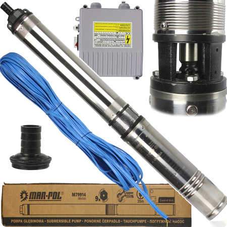 Scule pentru gradinarit - Pompa submersibila multietajata 0.75kw din inox cu panou de control si cablu (M79914)