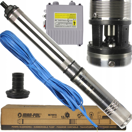 Scule pentru gradinarit - Pompa submersibila multietajata 0.9kw din inox cu 12 turbine si panou de control (M79915)