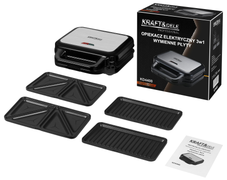 Casa - Prajitor de paine electric 3 in 1, 1500 W, placi interschimbabile (KD4400)