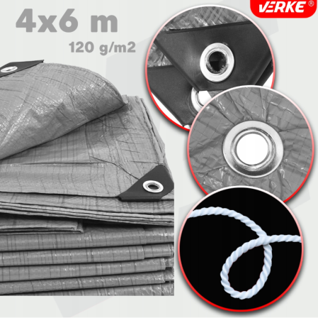 Prelata impermeabila PE 4 x 6 m, 120 g/mp, cu colturi si margini ranforsate  (V50024) [10]