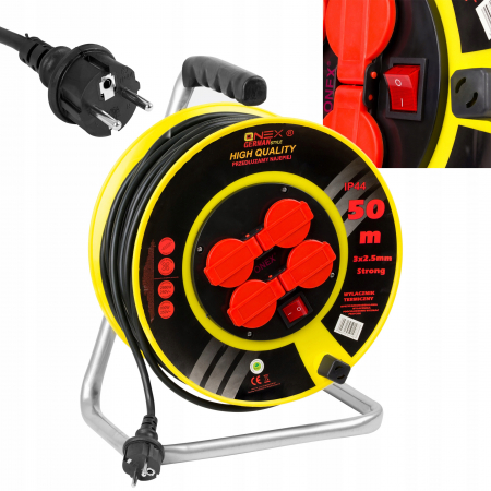 Prelungitoare curent - Prelungitor 50M pe rola cu tambur 3X2.5mm (OX-736)