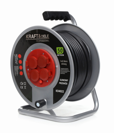 Scule electrice - Prelungitor 50M pe rola cu tambur 3X2.5mm protectie priza (KD4022)