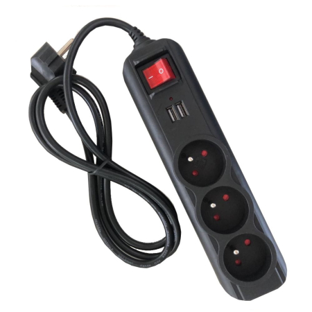 Prelungitor electric curent 3m 3 prize mufe USB (KD4032) [7]